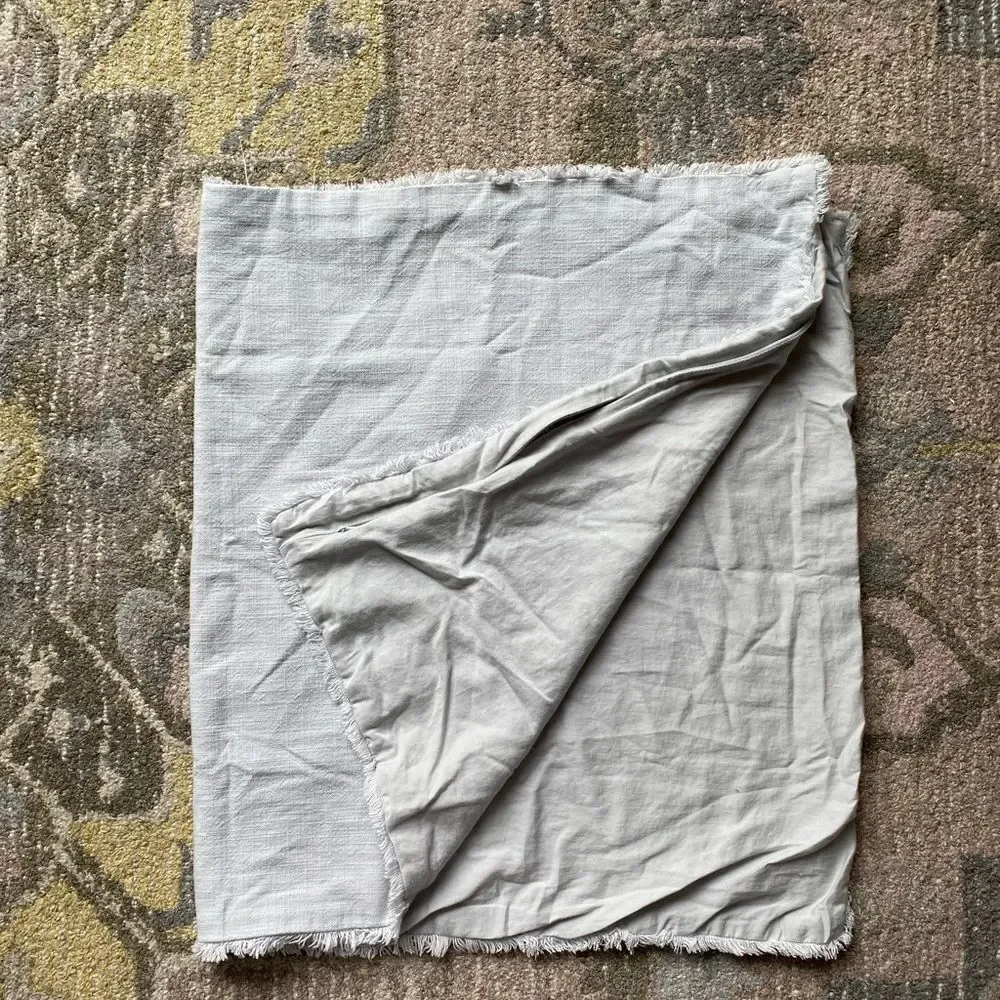Casaluna Grey Fringed Linen Blend Pillow Sham